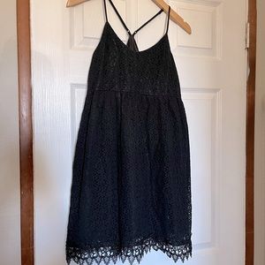 Black lace mini dress with adjustable straps